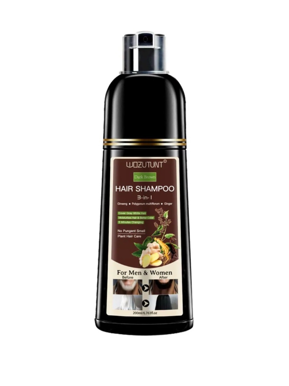 WOZUTUNT Dark Brown Hair Shampoo for Men and Women